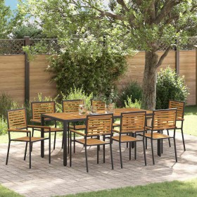 Conjunto de Comedor de Jardín 9 pcs Negro 190 x 90 x 75 cm