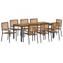Conjunto de Comedor de Jardín 9 pcs Negro 190 x 90 x 75 cm