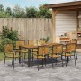 Conjunto de Comedor de Jardín 9 pcs Negro 190 x 90 x 75 cm