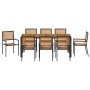 Conjunto de Comedor de Jardín 9 pcs Negro 190 x 90 x 75 cm