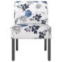 Silla tapizada de tela con estampado de flores azul