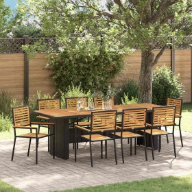 Conjunto de Comedor de Jardín 9 pcs Negro 240 x 90 x 75 cm
