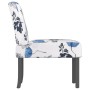 Silla tapizada de tela con estampado de flores azul