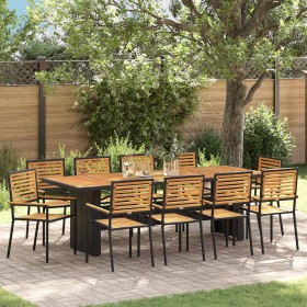 Conjunto de Comedor de Jardín 11 pcs Negro 240 x 90 x 75 cm