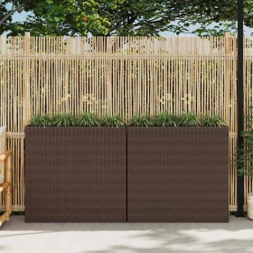 Jardinera alta con 4 macetas 2 uds ratán sintético marrón