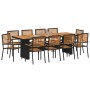 Conjunto de Comedor de Jardín 11 pcs Negro 240 x 90 x 75 cm