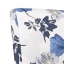 Silla tapizada de tela con estampado de flores azul