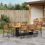 Conjunto de Comedor de Jardín 9 pcs Negro y Marrón