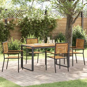 Conjunto de Comedor de Jardín 5 pcs Negro y Madera