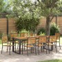 Conjunto de Comedor de Jardín 9 pcs Negro y Madera