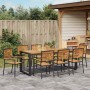 Conjunto de Comedor de Jardín 9 pcs Negro y Madera