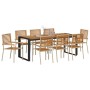 Conjunto de Comedor de Jardín 9 pcs Beige 200 x 80 x 75 cm