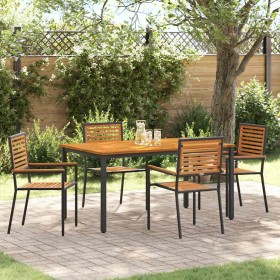 Conjunto de Comedor de Jardín 5 pcs Negro 150 x 90 x 75 cm