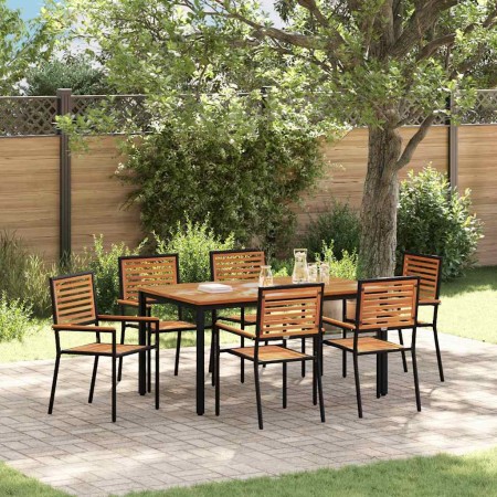 Conjunto de Comedor de Jardín 7 pcs Negro 150 x 90 x 75 cm
