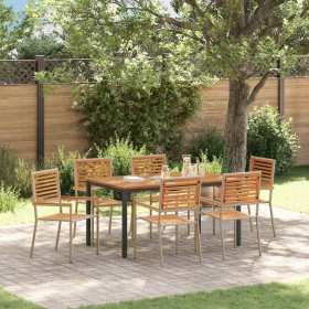 Conjunto de Comedor de Jardín 7 pcs Beige y Marrón