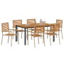 Conjunto de Comedor de Jardín 7 pcs Beige y Marrón