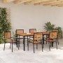 Conjunto de Comedor de Jardín 7 pcs Negro y Madera