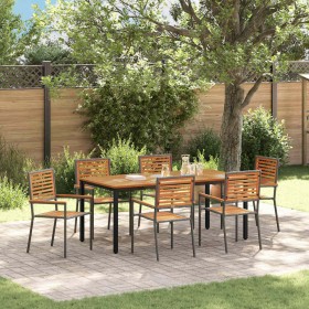 Conjunto de Comedor de Jardín 7 pcs Gris 180 x 90 x 75 cm