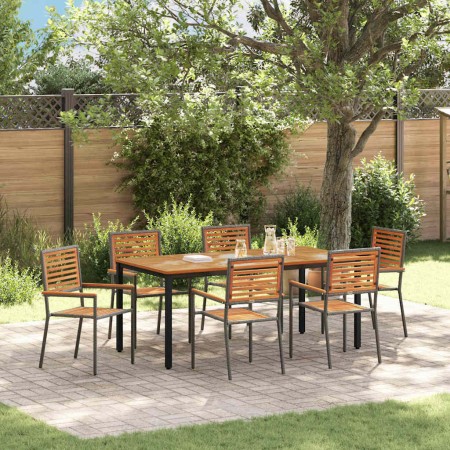 Conjunto de Comedor de Jardín 7 pcs Gris 180 x 90 x 75 cm