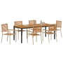 Conjunto de Comedor de Jardín 7 pcs Beige y Marrón
