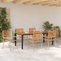 Conjunto de Comedor de Jardín 7 pcs Beige y Marrón