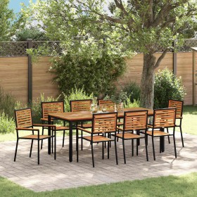 Conjunto de Comedor de Jardín 9 pcs Negro 200 x 100 x 75 cm