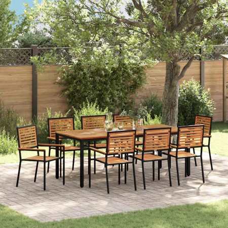 Conjunto de Comedor de Jardín 9 pcs Negro 200 x 100 x 75 cm