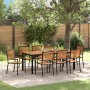 Conjunto de Comedor de Jardín 9 pcs Negro 200 x 100 x 75 cm