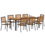 Conjunto de Comedor de Jardín 9 pcs Negro 200 x 100 x 75 cm
