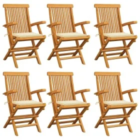 Garden chairs 6 units teak wood with cream cushions by vidaXL, Garden chairs - Ref: Foro24-3062543, Price: 446,97 €, Discount: %