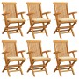 Garden chairs 6 units teak wood with cream cushions by vidaXL, Garden chairs - Ref: Foro24-3062543, Price: 452,20 €, Discount: %
