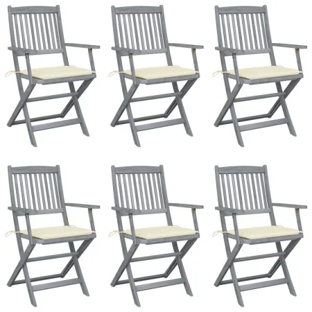Klappbare Gartenstühle, 6 Stück, Kissen aus massivem Akazienholz von vidaXL, Gartenstühle - Ref: Foro24-3065409, Preis: 295,7...