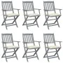 Klappbare Gartenstühle, 6 Stück, Kissen aus massivem Akazienholz von vidaXL, Gartenstühle - Ref: Foro24-3065409, Preis: 295,7...