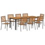 Conjunto de Comedor de Jardín 9 pcs Gris y Teca Natural