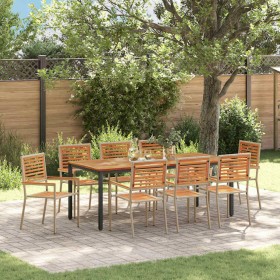 Conjunto de Comedor de Jardín 9 pcs Beige 200 x 100 x 75 cm
