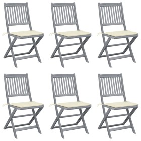 Klappbare Gartenstühle, 6 Stück, Kissen aus massivem Akazienholz von vidaXL, Gartenstühle - Ref: Foro24-3065436, Preis: 324,3...