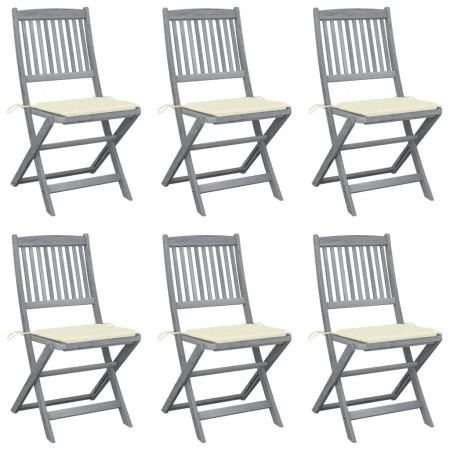 Folding garden chairs 6 pcs solid acacia wood cushions by vidaXL, Garden chairs - Ref: Foro24-3065436, Price: 319,09 €, Disco...