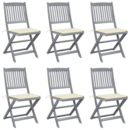 Klappbare Gartenstühle, 6 Stück, Kissen aus massivem Akazienholz von vidaXL, Gartenstühle - Ref: Foro24-3065436, Preis: 324,3...