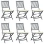 Folding garden chairs 6 pcs solid acacia wood cushions by vidaXL, Garden chairs - Ref: Foro24-3065436, Price: 319,09 €, Disco...