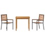 Conjunto de Comedor de Jardín 3 pcs Negro Poliratán