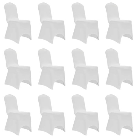 Funda de silla elástica 12 unidades blanca