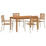Conjunto de Comedor de Jardín 5 pcs Beige Poliratán