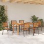 Conjunto de Comedor de Jardín 7 pcs Negro Poliratán