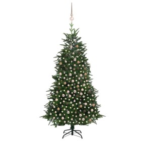 Árbol de Navidad artificial con LED y bolas PVC&PE verde 240 cm