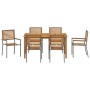 Conjunto de Comedor de Jardín 7 pcs Gris Poliratán