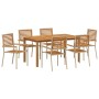 Conjunto de Comedor de Jardín 7 pcs Beige Poliratán