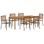 Conjunto de Comedor de Jardín 7 pcs Negro Poliratán
