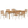Conjunto de Comedor de Jardín 7 pcs Beige Poliratán