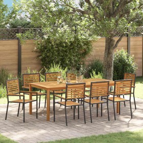 Conjunto de Comedor de Jardín 9 pcs Negro Poliratán