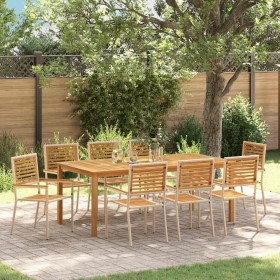 Conjunto de Comedor de Jardín 9 pcs Beige Poliratán